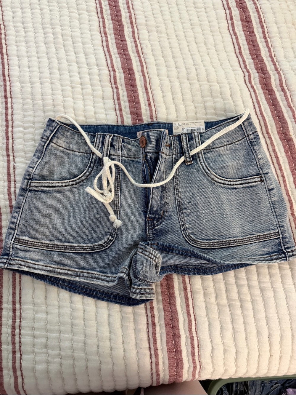 SO Light Blue Denim Drawstring Jean Shorts